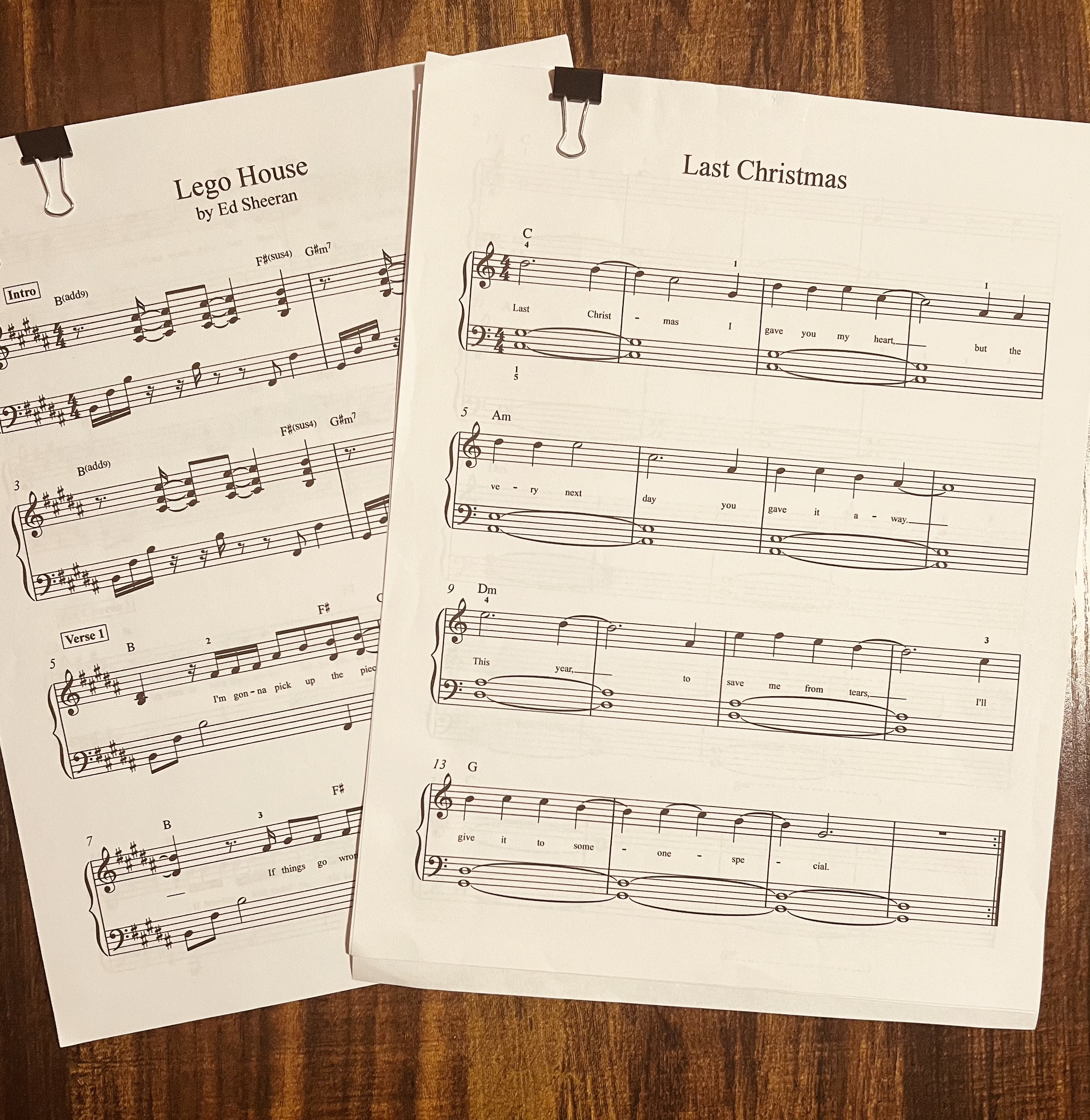 Custom pop music sheet music arrangement for a student
