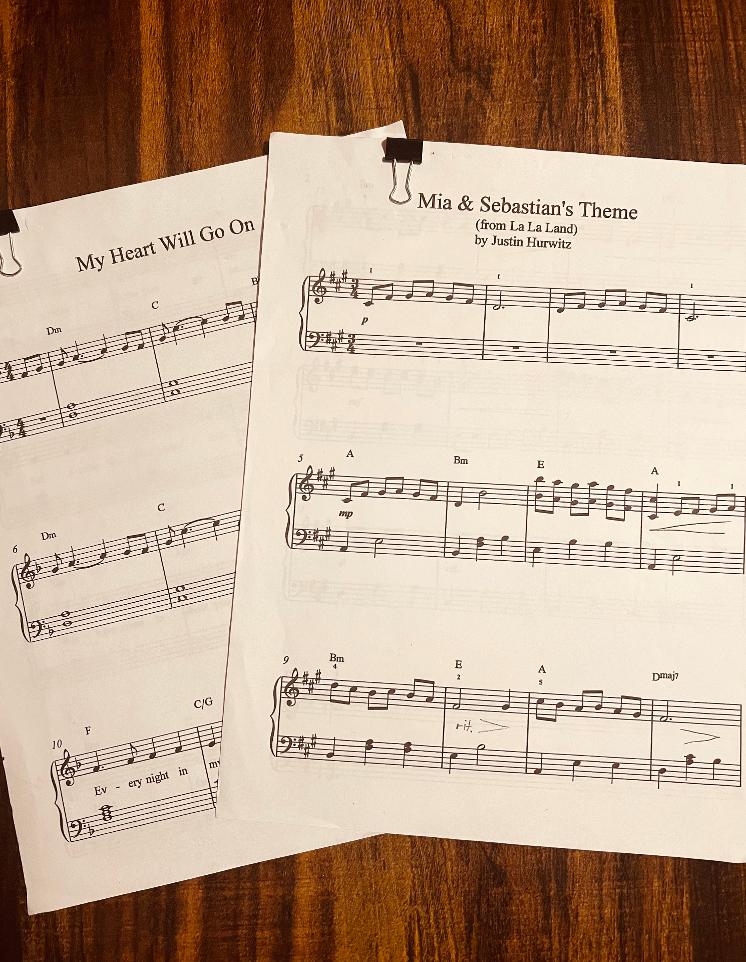 Custom arrangements of Mia & Sebastian's Theme and My Heart Will Go On