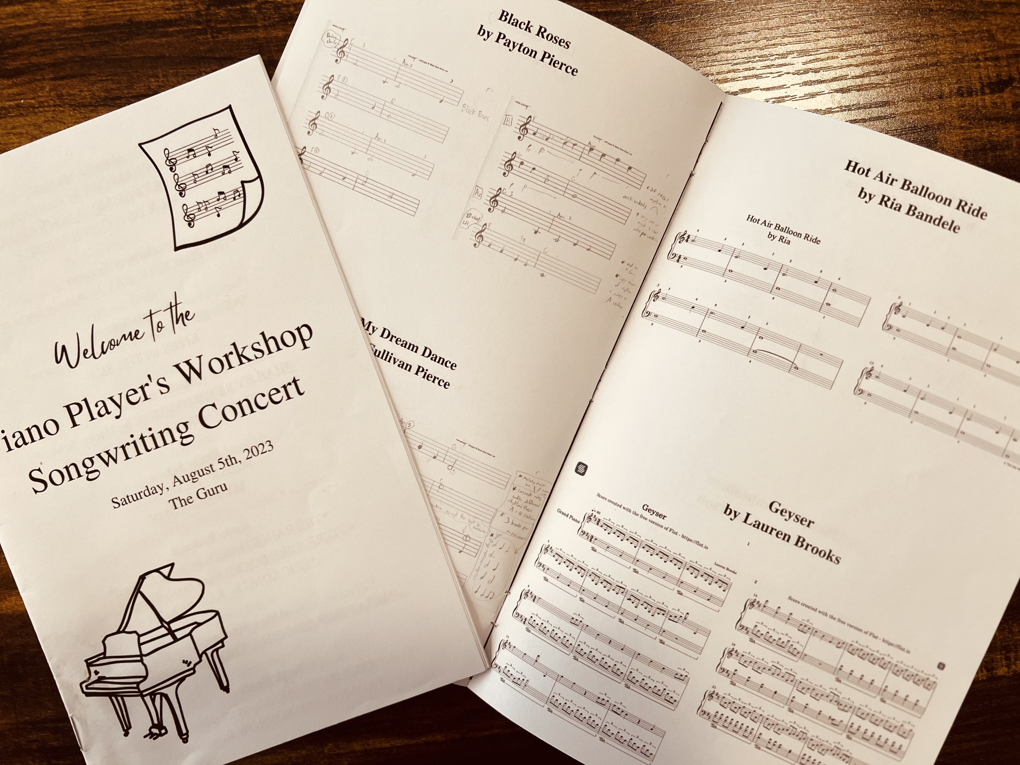 Student songwriting concert programs